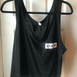 RX bar black crop tank, large/XL